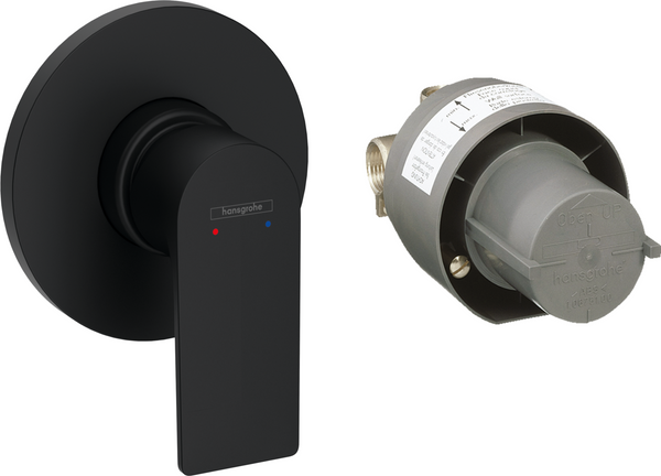 Hansgrohe Rebris E Set miscelatori lavabo coolstart bidet con scarico e doccia 1 via e parte incasso Nero Opaco