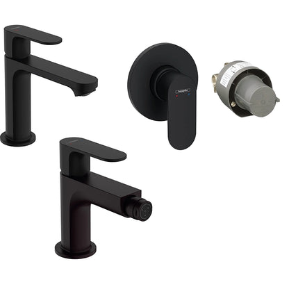 Hansgrohe Rebris S Set Miscelatori Lavabo Coolstart Bidet con Scarico e Doccia 1 via e Parte Incasso Nero Opaco