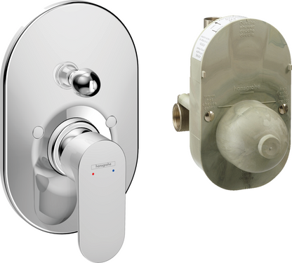 Hansgrohe Rebris S Set Miscelatori Lavabo Coolstart Bidet con scarico e Doccia 2 vie con Parte Incasso Cromo 72519000+72210000+72448000