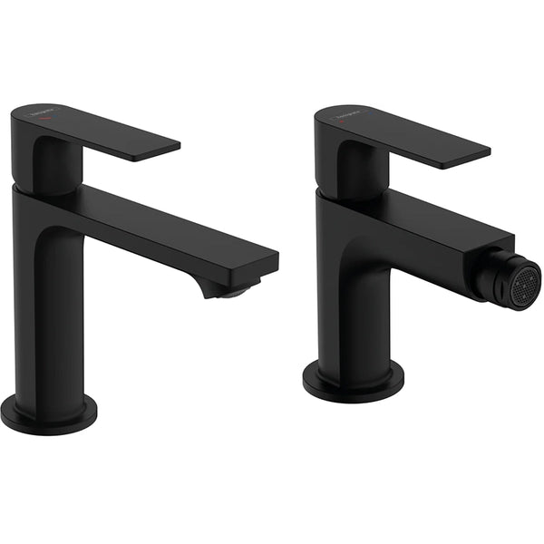 Set rubinetteria lavabo coolstart e bidet con scarico pop up nero opaco Rebris E Hansgrohe