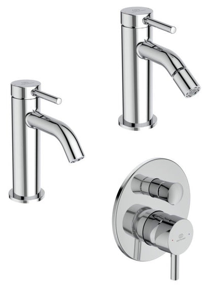Ideal Standard Ceraline Nuovo Set Rubinetti Lavabo Bidet con piletta Click Clack e Doccia con Corpo Incasso Cromo