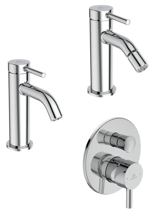 Ideal Standard Ceraline Nuovo Set Rubinetti Lavabo Bidet con piletta Click Clack e Doccia con Corpo Incasso Cromo