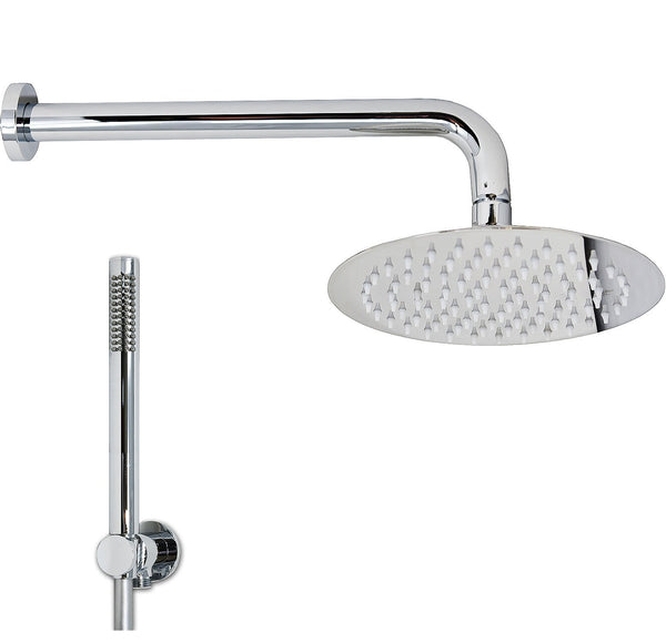 Set soffione doccia 20 cm slim tondo Smart braccio 30 cm e doccetta cromo