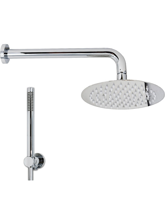 Set soffione doccia 20 cm slim tondo Smart braccio 30 cm e doccetta cromo