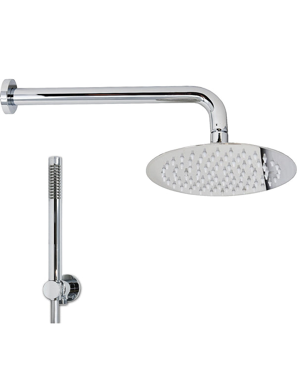 Set soffione doccia 20 cm slim tondo Smart braccio 30 cm e doccetta cromo