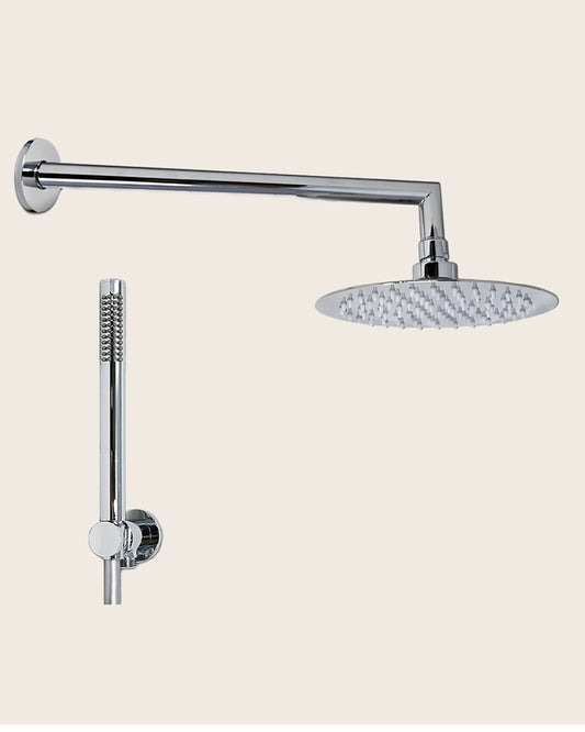 Set soffione doccia 20 cm tondo slim Smart con doccetta cromo