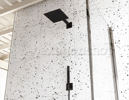 Set soffione doccia 20x20 Smart quadro braccio 35 cm e doccetta nero opaco