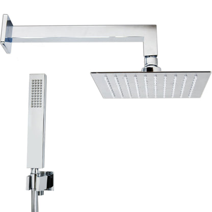 Set soffione doccia 20x20 quadro slim Smart con braccio 30 cm e doccetta cromo