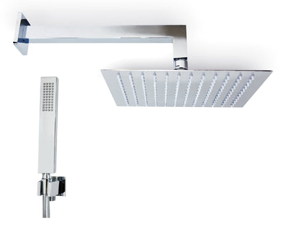 Set soffione doccia 25x25 quadro slim Smart con braccio 30 cm e doccetta cromo