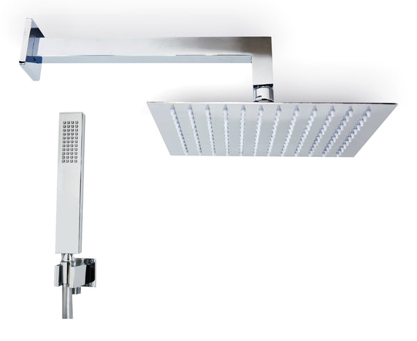 Set soffione doccia 25x25 quadro slim Smart con braccio 30 cm e doccetta cromo