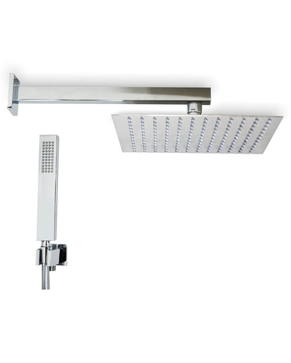 Set soffione doccia 25x25 slim Smart quadro braccio 33 cm e doccetta cromo
