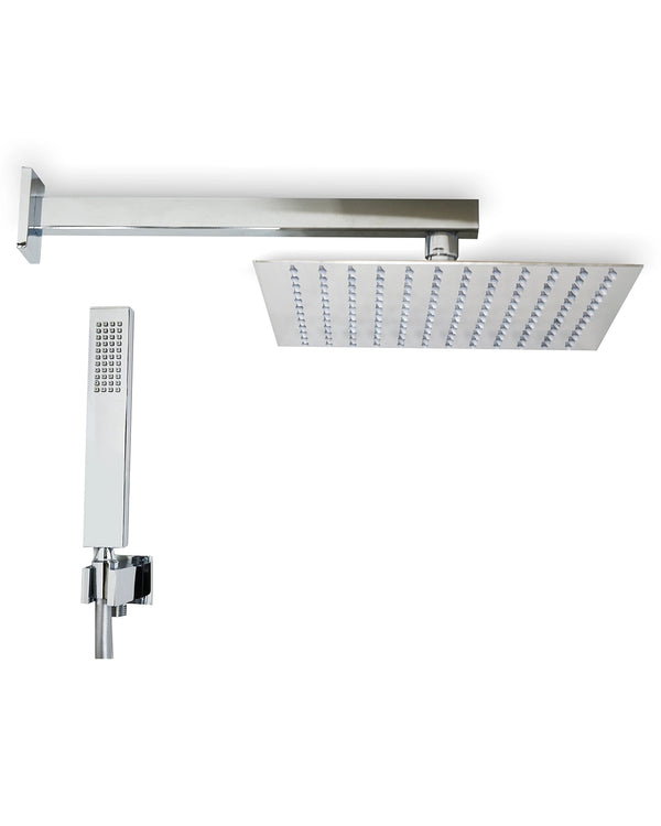Set soffione doccia 25x25 slim Smart quadro braccio 33 cm e doccetta cromo