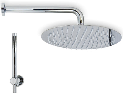 Set soffione doccia 30 cm slim tondo Smart braccio 30 cm e doccetta cromo