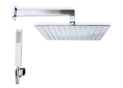 Set soffione doccia 30x30 quadro slim Smart con braccio 30 cm e doccetta cromo