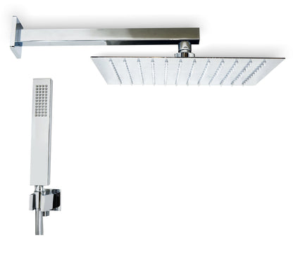 Set soffione doccia 30x30 slim Smart quadro braccio 33 cm e doccetta cromo