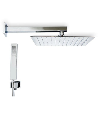 Set soffione doccia 30x30 slim Smart quadro braccio 33 cm e doccetta cromo