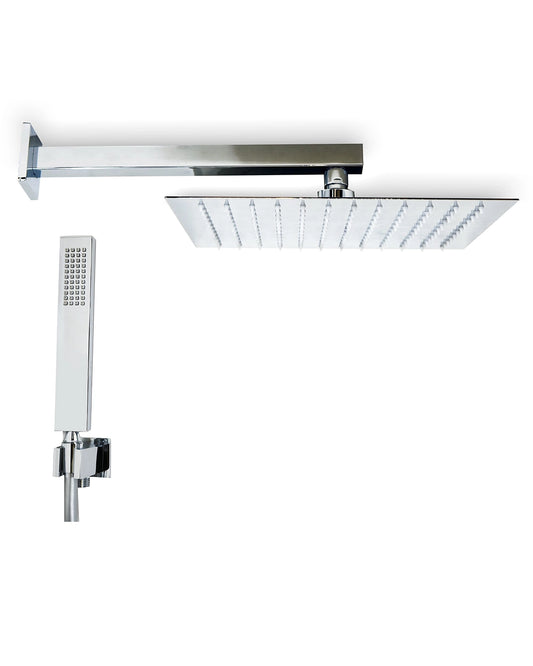 Set soffione doccia 30x30 slim Smart quadro braccio 33 cm e doccetta cromo