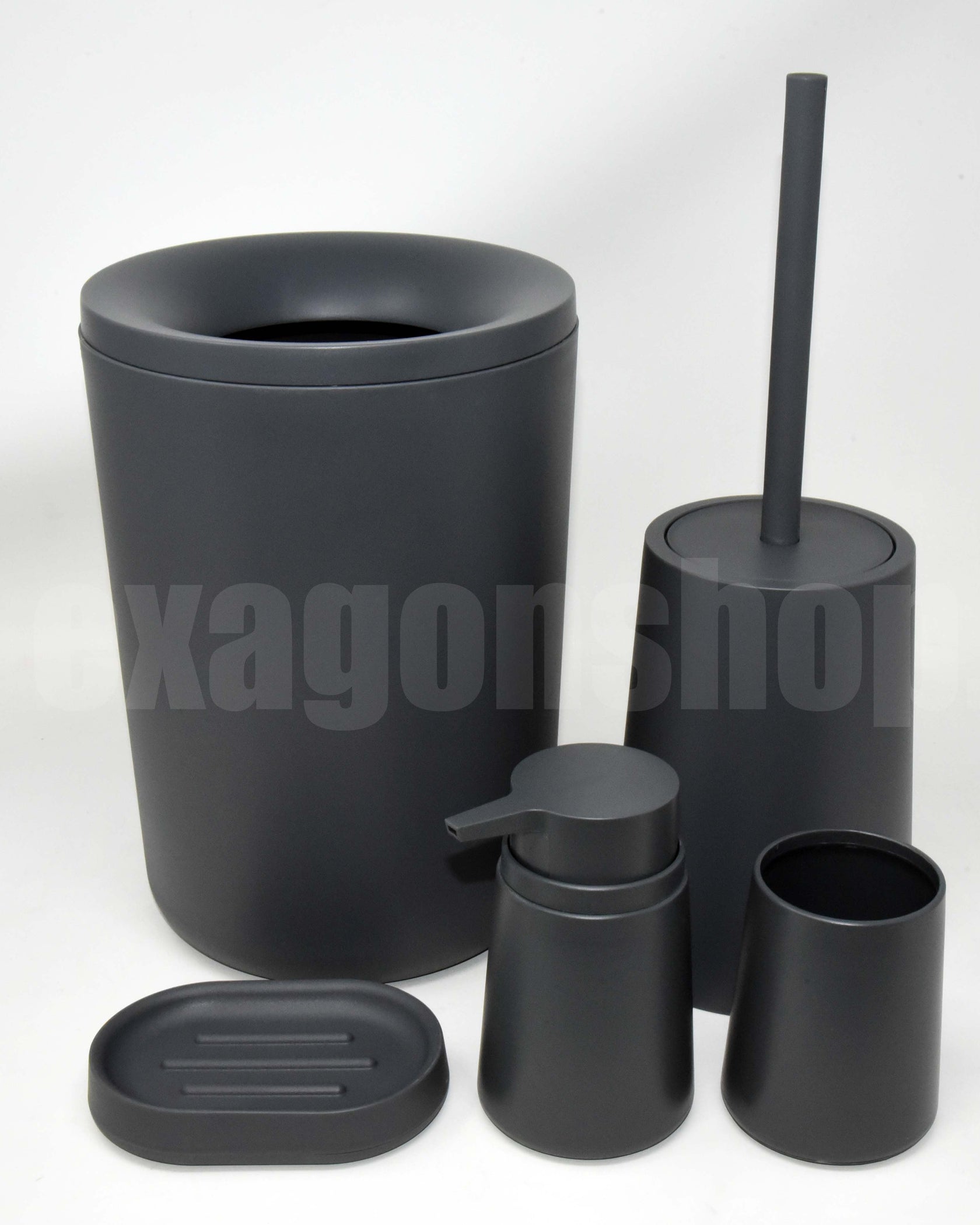Set Accessori bagno 5 pz Grigio Pop, vista laterale del profilo a muro - Exagonshop