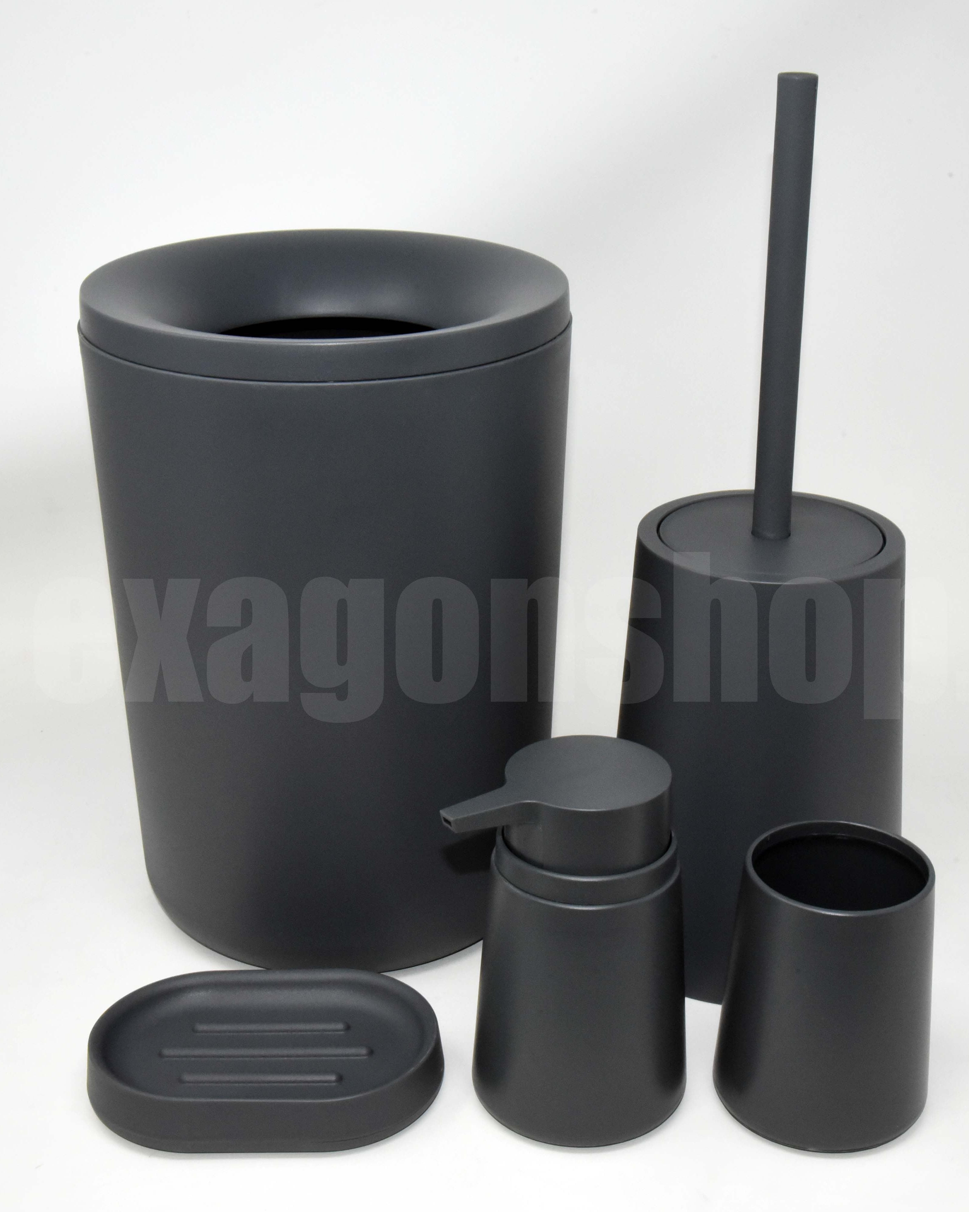 Set Accessori bagno 5 pz Grigio Pop, vista laterale del profilo a muro - Exagonshop