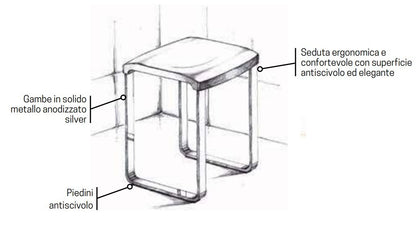 Sgabello bagno nero antiscivolo Novellini SED02Q-H