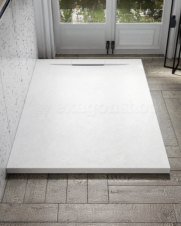 Piatto doccia 70x120 ultrapiatto effetto pietra in resina bianco Sirio