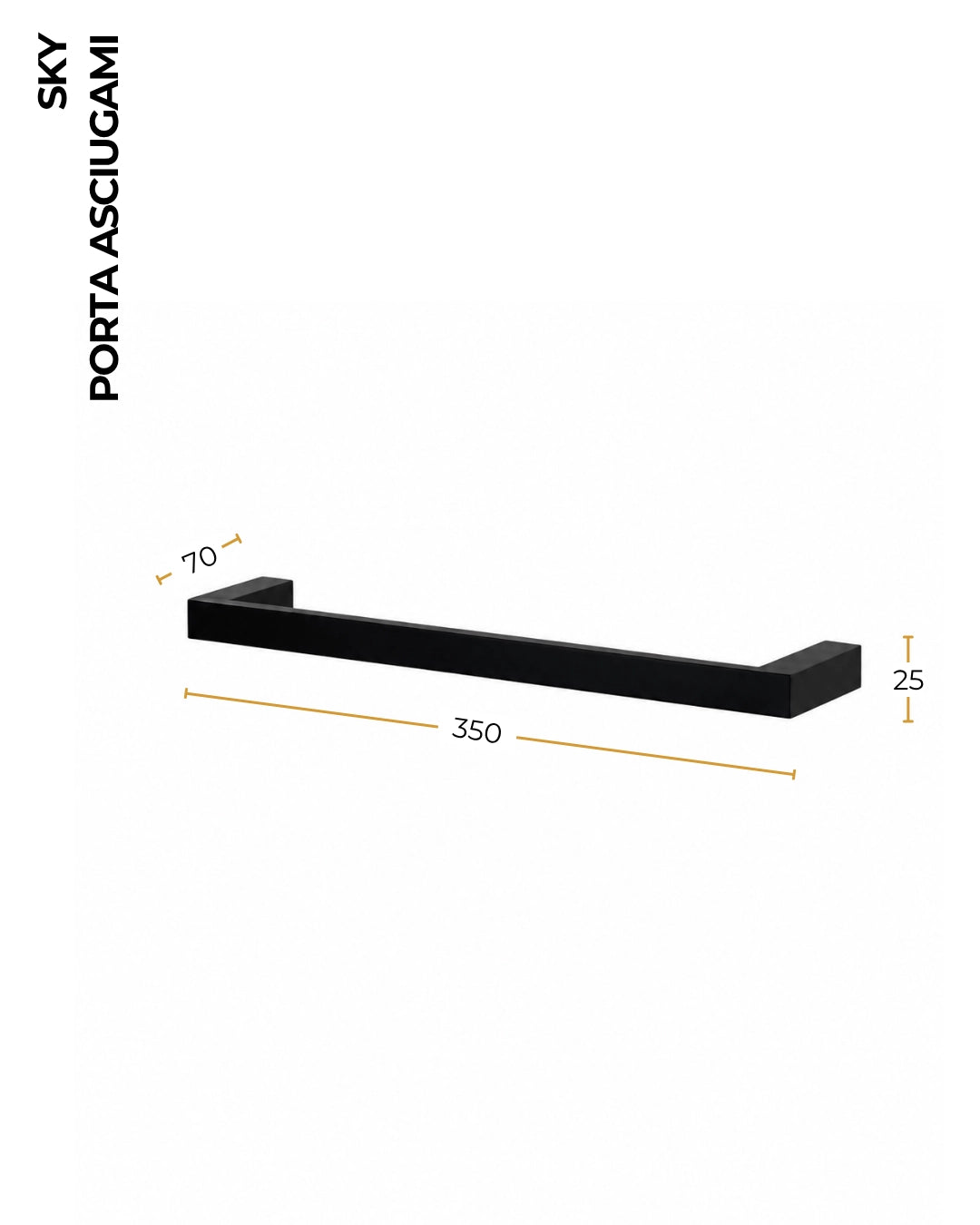 Porta asciugamani 35 cm in alluminio nero Sky