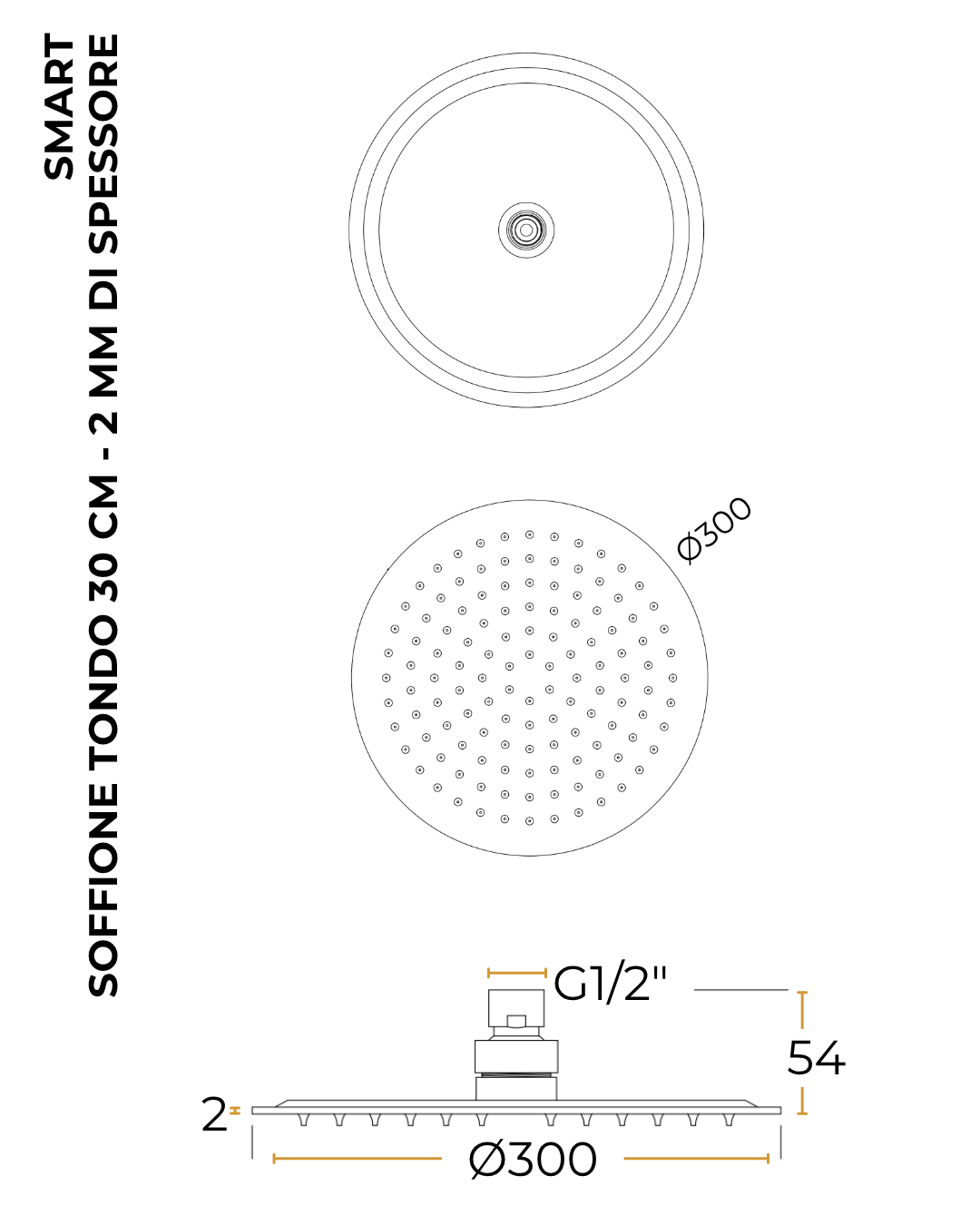 Set miscelatore incasso soffione 30 cm slim e doccetta cromo Smart