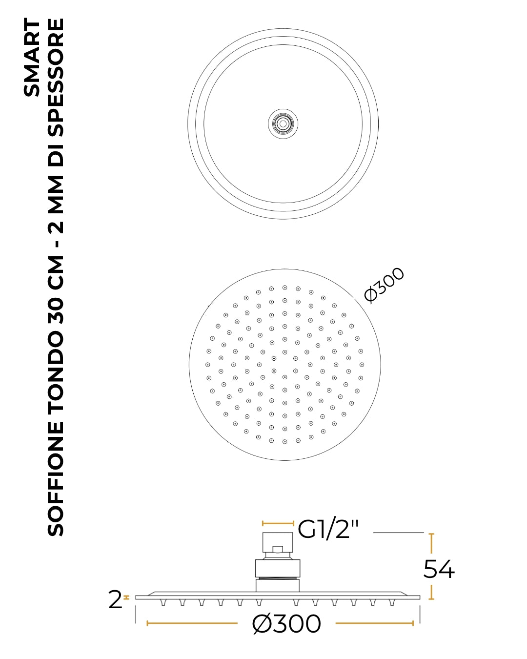 Set miscelatore doccia con soffione 30 cm slim doccetta cromo Smart