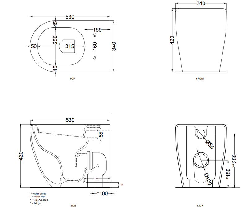Ceramica Cielo Smile 53 Coppia Sanitari vaso e bidet a ambientato su piano bagno con accessori