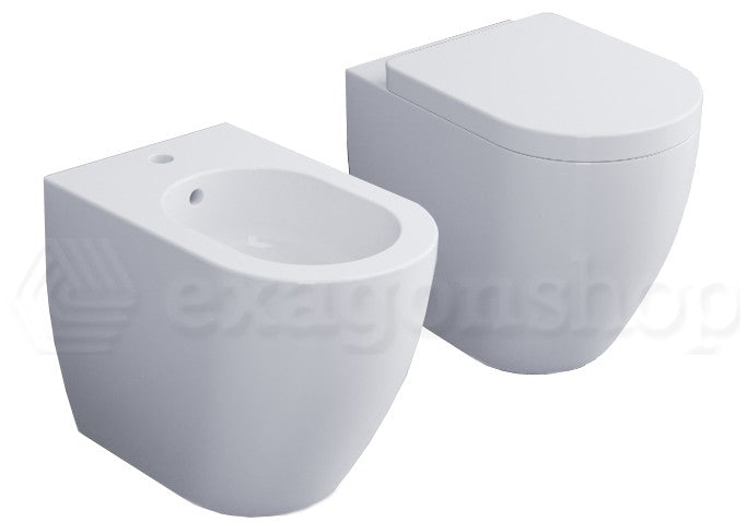 Ceramica Cielo Smile 53 Coppia Sanitari vaso e bidet a, vista frontale su sfondo bianco