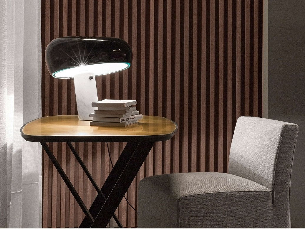 Flos Snoopy Lampada scrivania nero con Base In Marmo, particolare del diffusore luminoso