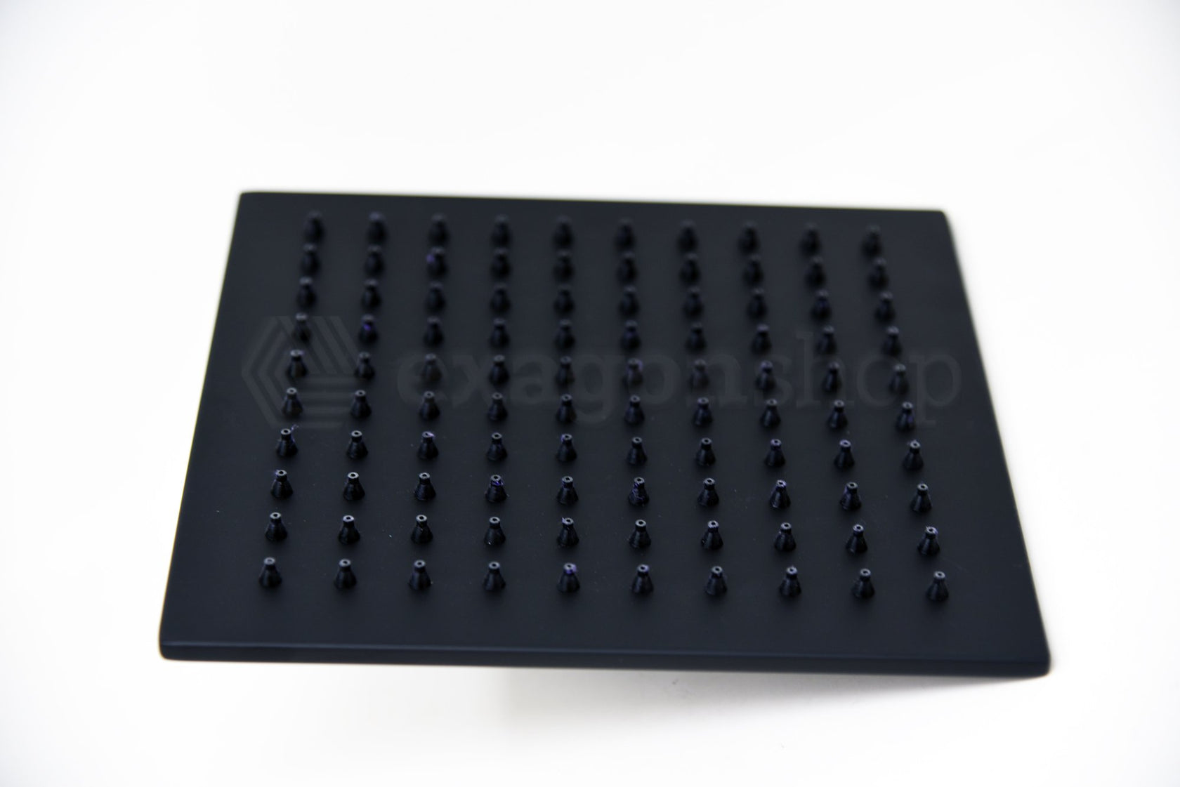 Soffione 20x20 doccia Smart quadro nero opaco, componenti inclusi smontati: corpo incasso, placca e rosone - Exagonshop