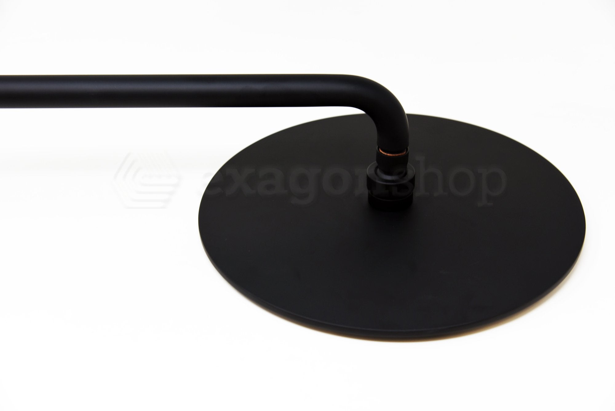 Soffione doccia 30 cm Smart tondo con braccio 35 cm nero, vista laterale del profilo - Exagonshop