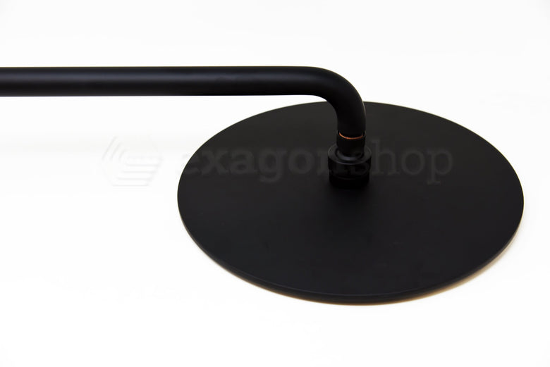 Soffione doccia 30 cm Smart tondo con braccio 35 cm nero, vista laterale del profilo - Exagonshop