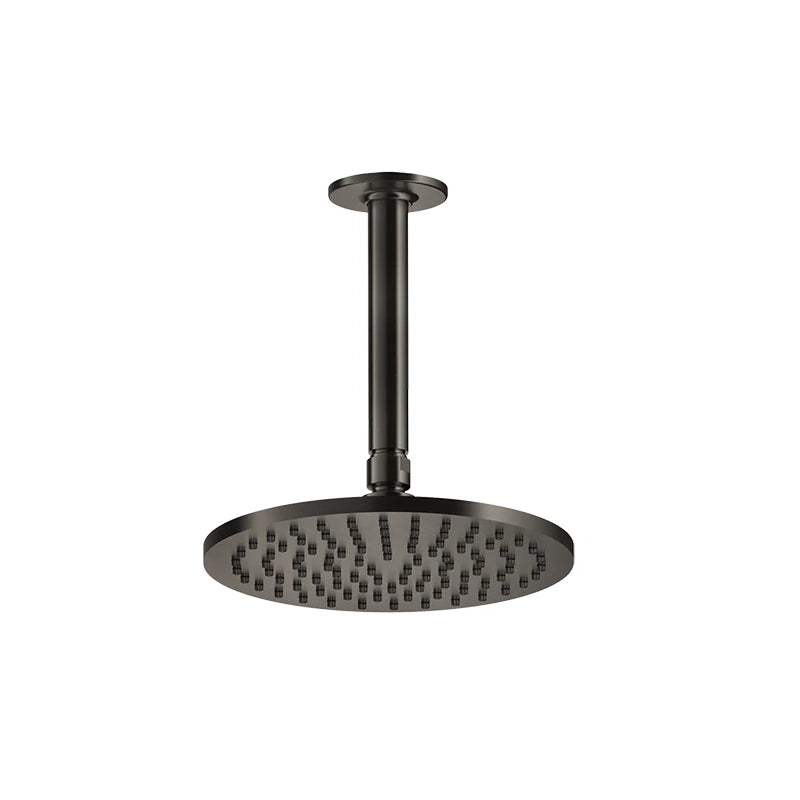 Gessi Inciso Soffione 20 cm braccio a soffitto orientabile, vista frontale della maniglia e della bocca di erogazione