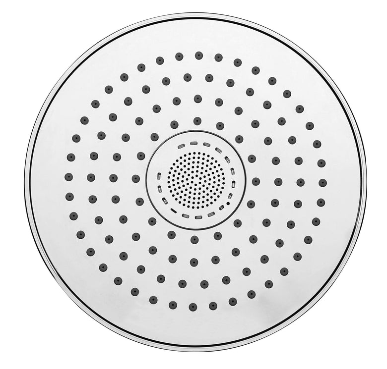 Soffione doccia 20 cm easy clean con Diffusore Musica, componenti inclusi smontati: corpo incasso, placca e rosone