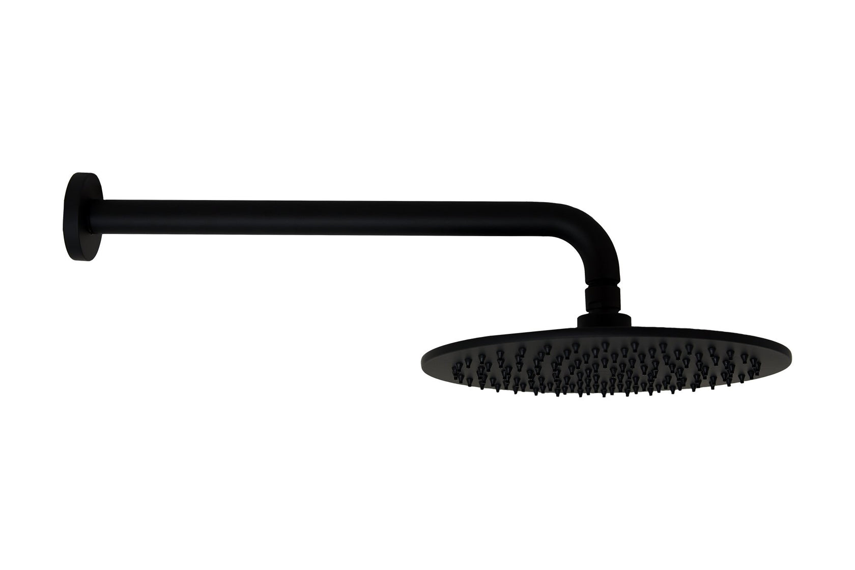 Soffione doccia 25 cm Smart tondo con braccio 35 cm nero, componenti inclusi smontati: corpo incasso, placca e rosone...