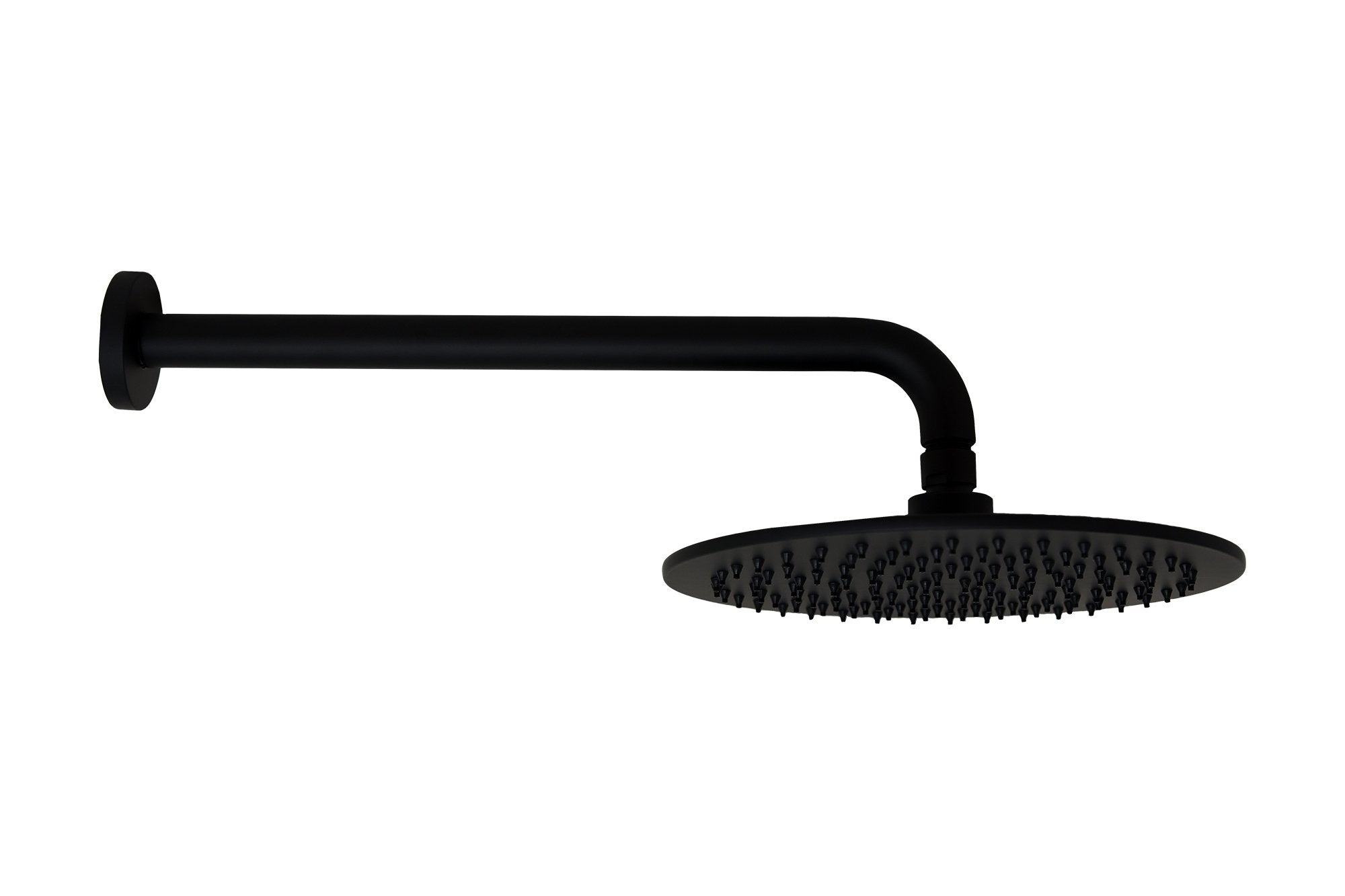 Soffione doccia 25 cm Smart tondo con braccio 35 cm nero, componenti inclusi smontati: corpo incasso, placca e rosone...