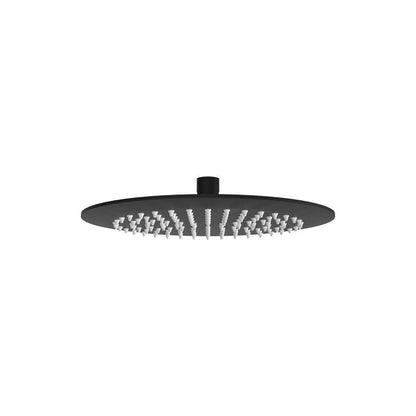Soffione doccia 25 cm tondo effetto pioggia con snodo orientabile in acciaio nero opaco bnsofksf25