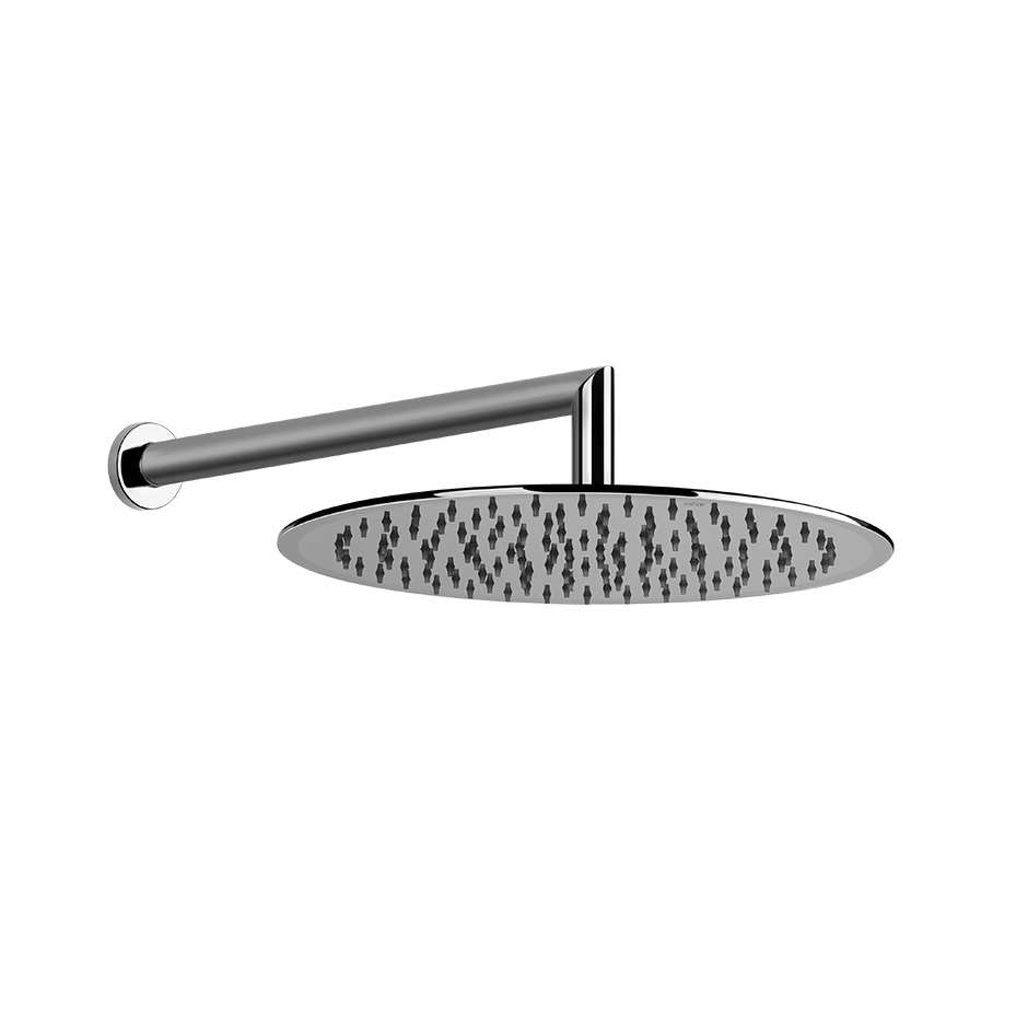 Gessi Emporio Soffione doccia 30 cm tondo a parete cromo Cromo Lucido, vista frontale della maniglia e della bocca di...