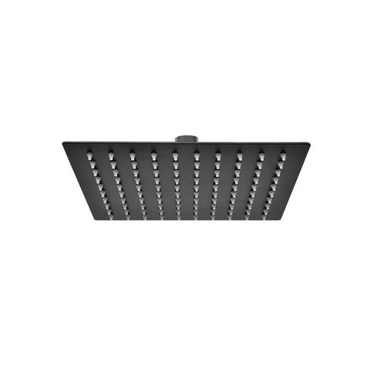 Soffione doccia 40x40 quadrato anticalcare con raccordo universale in acciaio inox nero opaco Platinum