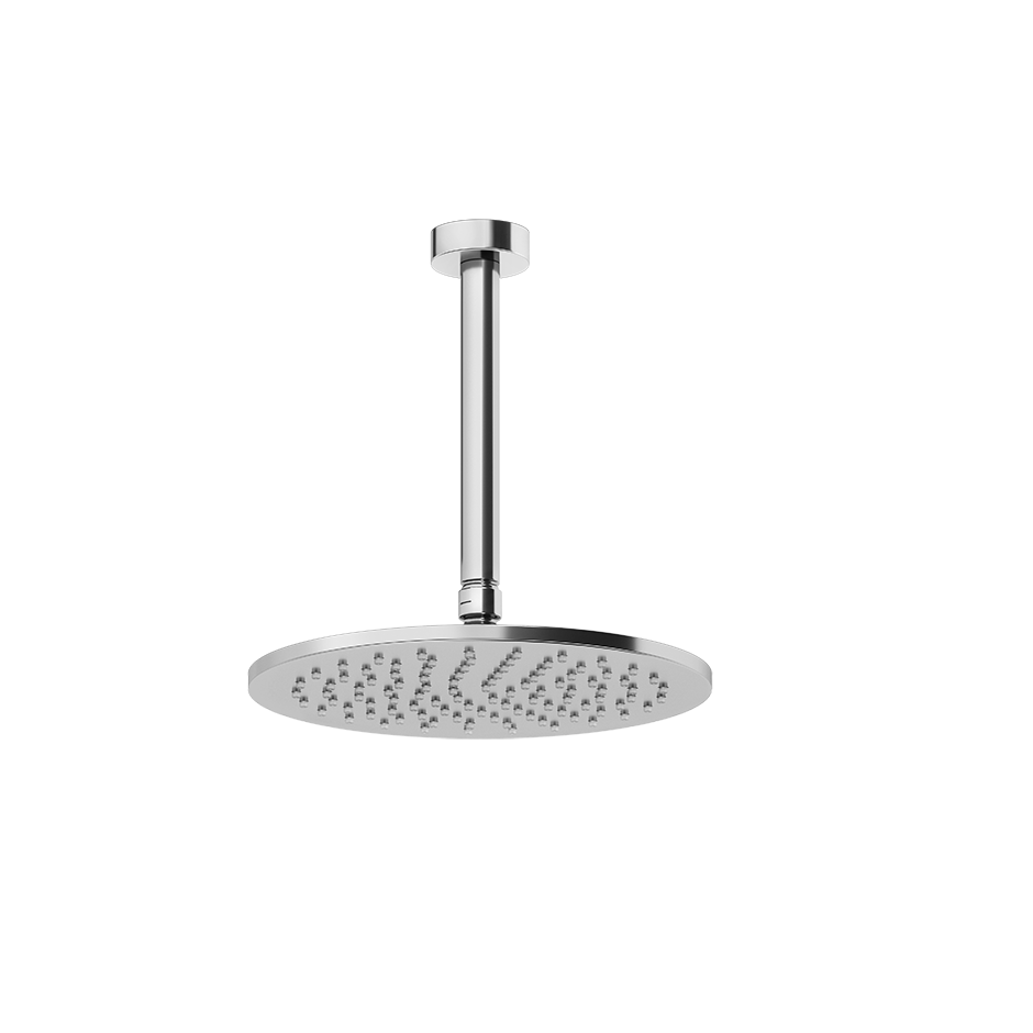 Gessi Ventaglio Soffione doccia a soffitto orientabile cromo Cromo Lucido, vista frontale della maniglia e della bocca di...