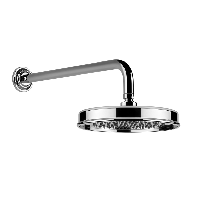 Gessi Venti20 Soffione 20 cm a parete orientabile cromo Cromo Lucido, vista frontale della maniglia e della bocca di...