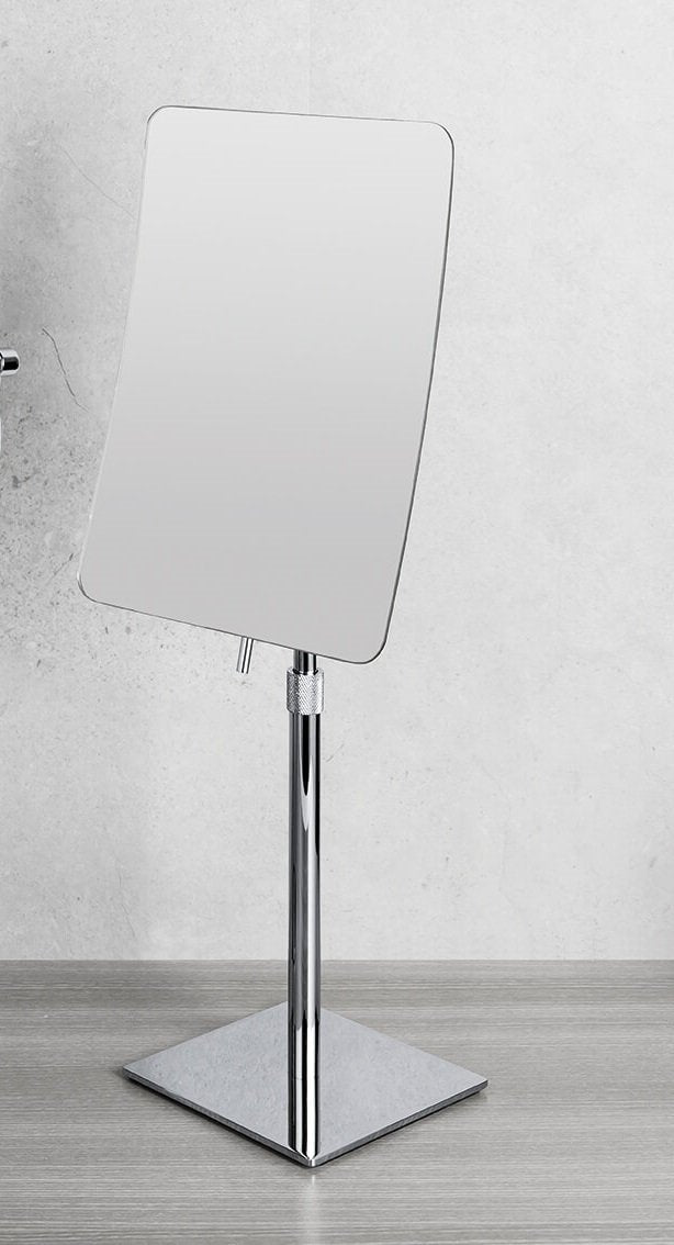 Colombo design Contract Specchio Ingranditore quadro 3x da con lavabo e rubinetteria, vista frontale su sfondo neutro