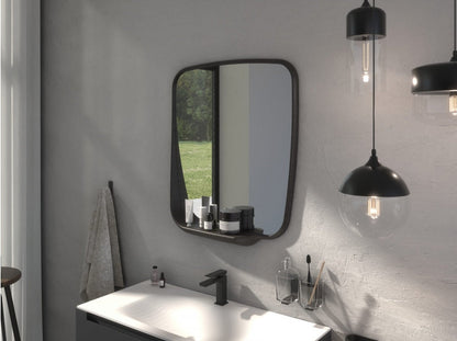 Koh-i-noor Continental specchio con mensola 83x70 in legno massello di faggio soft nero