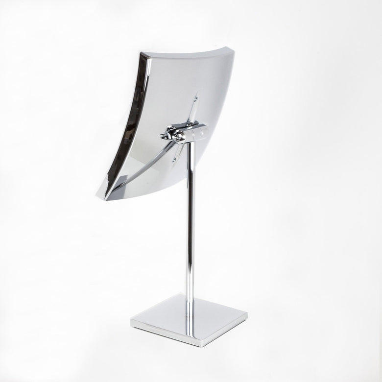 Koh-i-noor QUADROLO specchio ingranditore x3 da tavolo Cromo Lucido, vista dall'alto del piano con lavabo - Koh I Noor