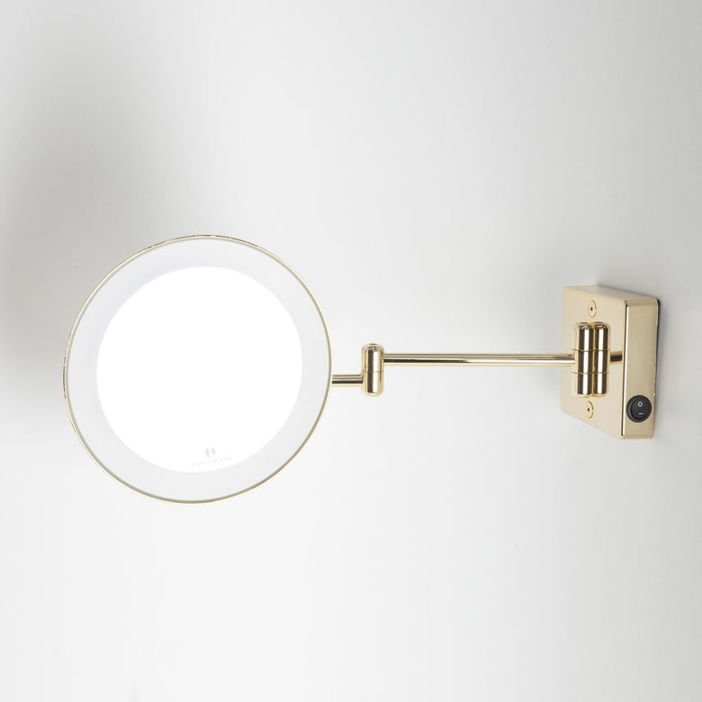 Koh-I-Noor Discolo Specchio Ingranditore X2 Con con lavabo e rubinetteria, vista frontale su sfondo neutro - Koh I Noor