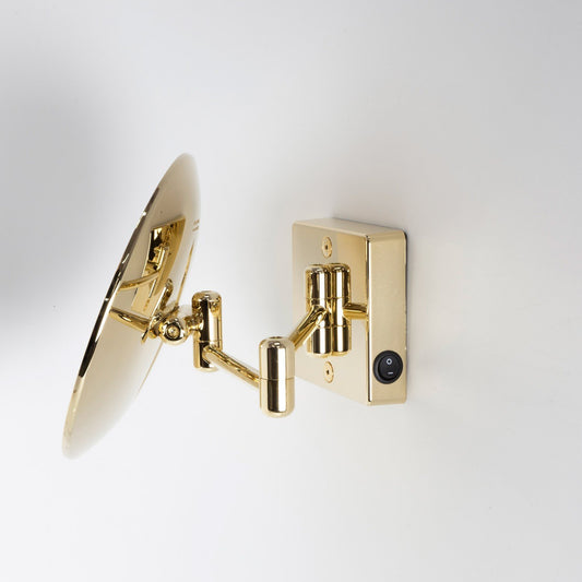 Koh-I-Noor Discolo Specchio Ingranditore X3 Con Illuminazione Led Da Parete e due bracci Oro