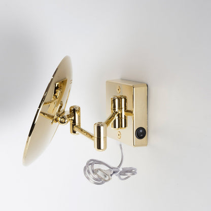 Koh-I-Noor Discolo Specchio Ingranditore X2 Con Illuminazione Led Da Parete e due bracci e spina Oro
