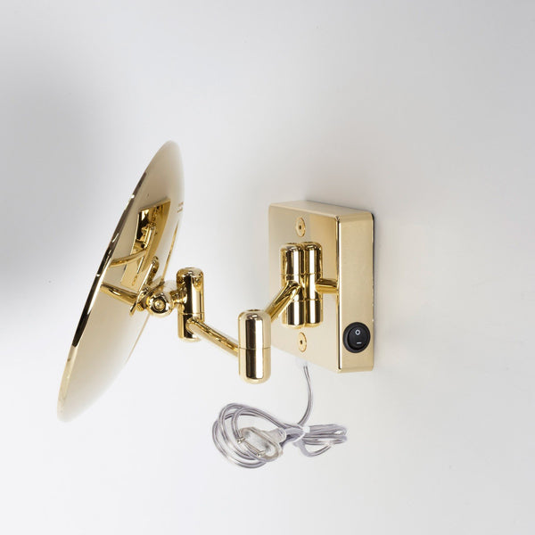 Koh-I-Noor Discolo Specchio Ingranditore X2 Con Illuminazione Led Da Parete e due bracci e spina Oro